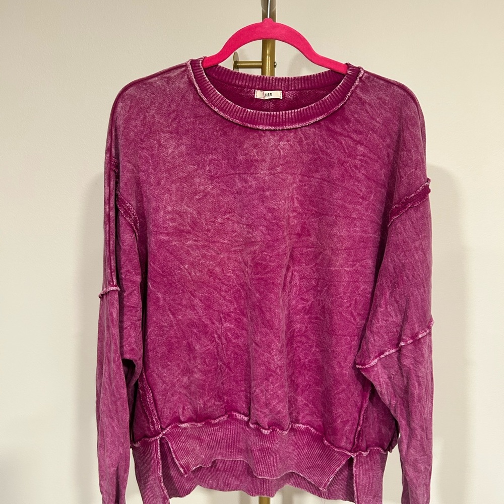 Women's Pink Distressed Top